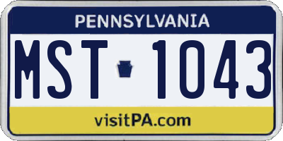 PA license plate MST1043