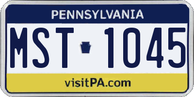 PA license plate MST1045