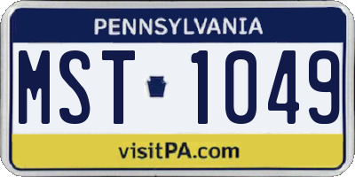 PA license plate MST1049