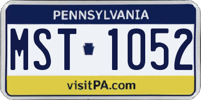 PA license plate MST1052