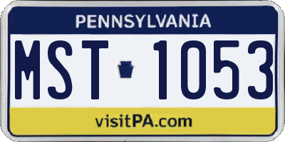 PA license plate MST1053