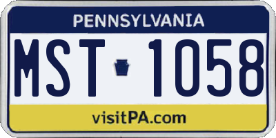 PA license plate MST1058