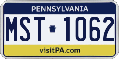 PA license plate MST1062