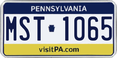 PA license plate MST1065