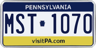 PA license plate MST1070