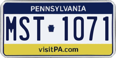 PA license plate MST1071