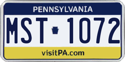 PA license plate MST1072
