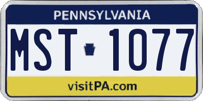 PA license plate MST1077
