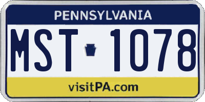 PA license plate MST1078