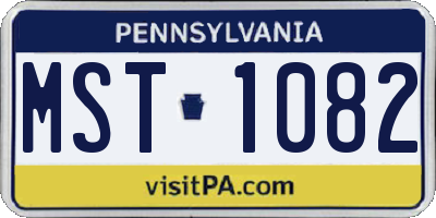 PA license plate MST1082