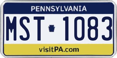 PA license plate MST1083