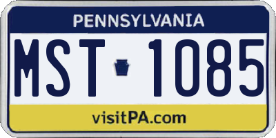 PA license plate MST1085