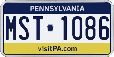 PA license plate MST1086