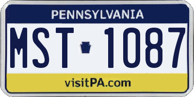 PA license plate MST1087