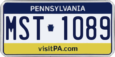 PA license plate MST1089