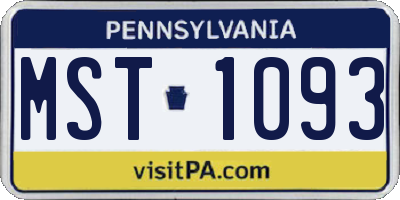 PA license plate MST1093