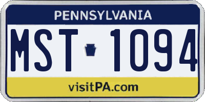 PA license plate MST1094