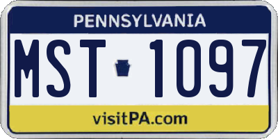 PA license plate MST1097