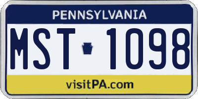 PA license plate MST1098