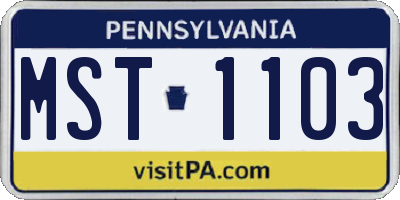 PA license plate MST1103