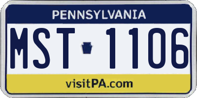 PA license plate MST1106