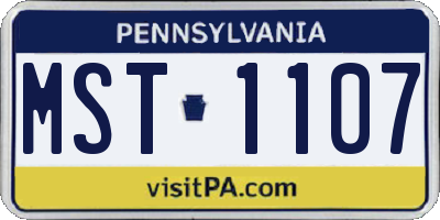 PA license plate MST1107