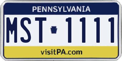 PA license plate MST1111