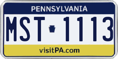 PA license plate MST1113