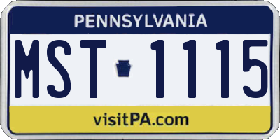 PA license plate MST1115
