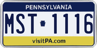 PA license plate MST1116