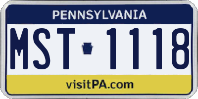 PA license plate MST1118