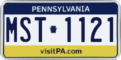PA license plate MST1121