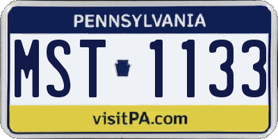 PA license plate MST1133