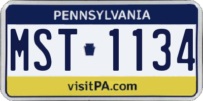 PA license plate MST1134
