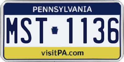 PA license plate MST1136