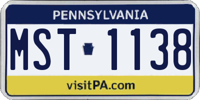 PA license plate MST1138