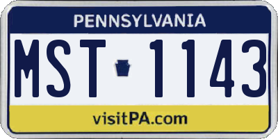 PA license plate MST1143