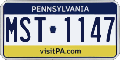 PA license plate MST1147