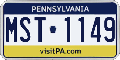 PA license plate MST1149
