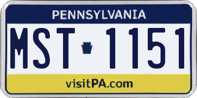 PA license plate MST1151