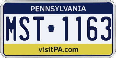 PA license plate MST1163