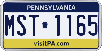 PA license plate MST1165