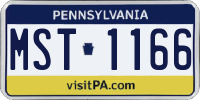 PA license plate MST1166