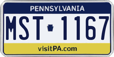 PA license plate MST1167