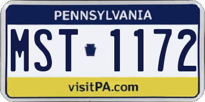 PA license plate MST1172