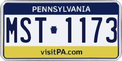 PA license plate MST1173