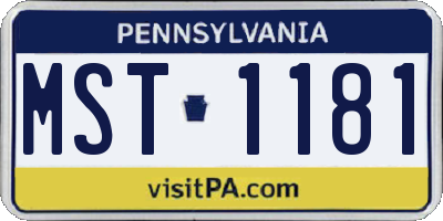PA license plate MST1181