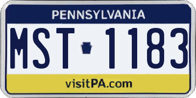 PA license plate MST1183