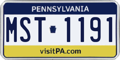 PA license plate MST1191