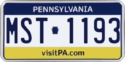 PA license plate MST1193